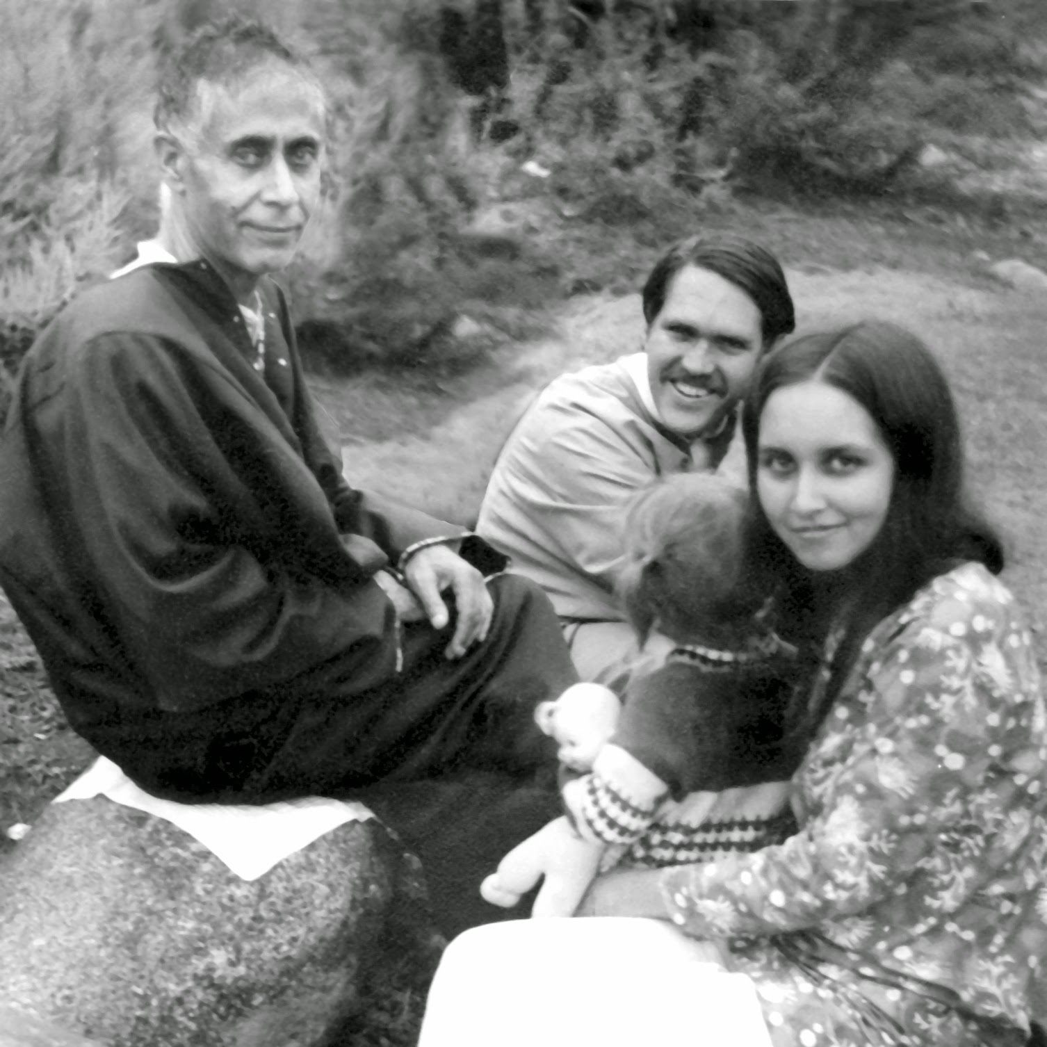 Swami Lakshmanjoo with John and Denise Hughes in Srinagar, 1970's